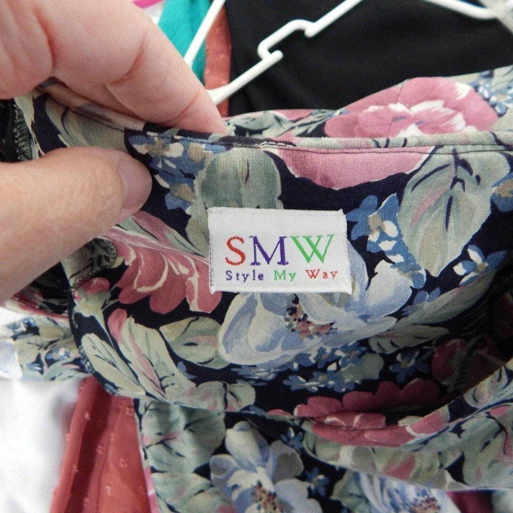 vintage 80s PRAIRIE DRESS COTTAGECORE floral pearl buttons midi puffy shoulder M - Picture 7 of 7